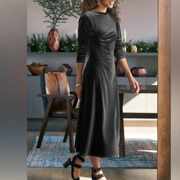 Soft Surroundings Lisabetta Velvet Maxi Dress Size 2X Black Holiday Party Formal - Picture 1 of 7